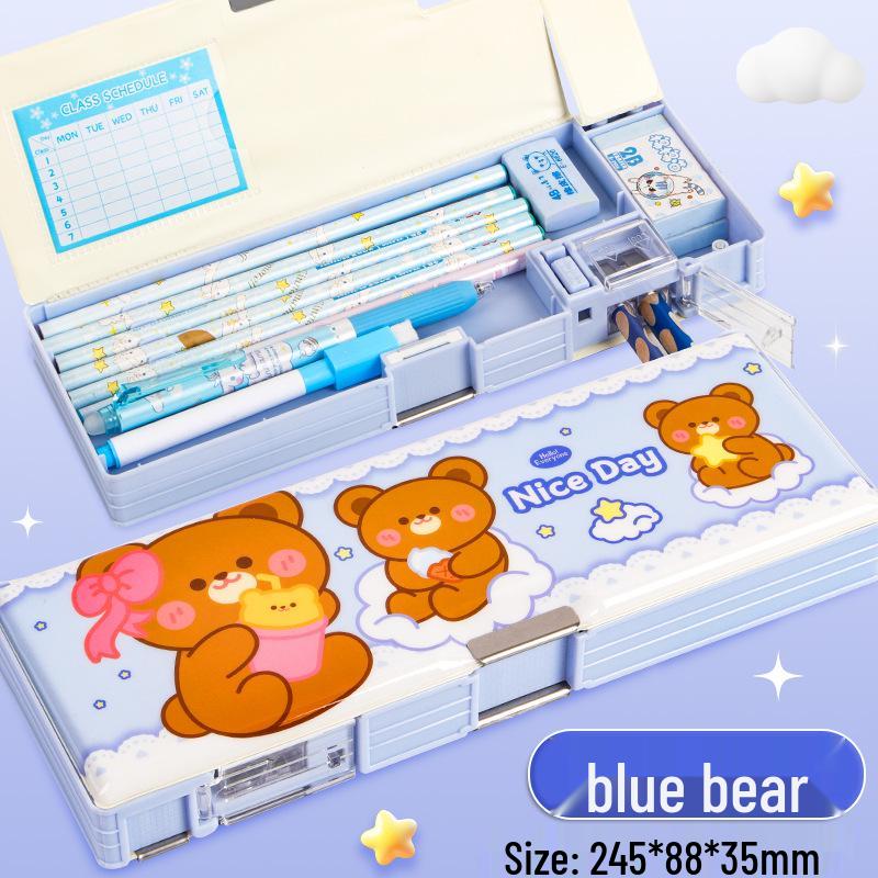 

Мультяшный двухслойный пенал для учеников начальной школы 2024 - Пластиковый пенал для мальчиков и девочек