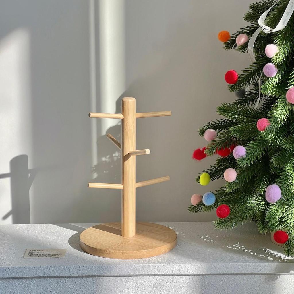 Bamboo Draining Mug & Cup Holder Tea Rack