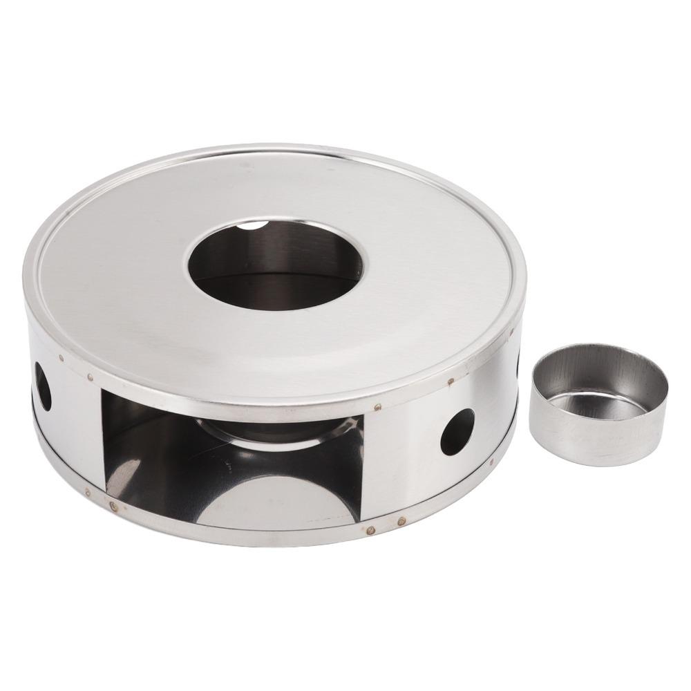 

Stainless Steel Teapot Heater Ventilation Hole Hollow Design Tea Warmer Brushed Finish Silver Teapot Warmer Coffee Heating