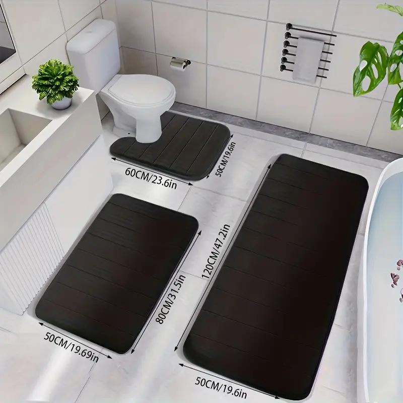 Three Piece Toilet, Bath Floor Mat, Shower Mat, Bath Absorbent Mat, Non Slip Carpet, Soft and Comfortable, Laundry Room.