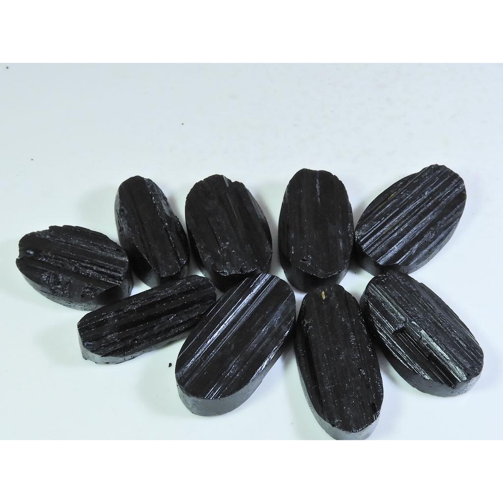 416Cts.Natural Black Tourmaline Oval Shape Cabochon Loose Gemstone 09Pcs Lot C-347