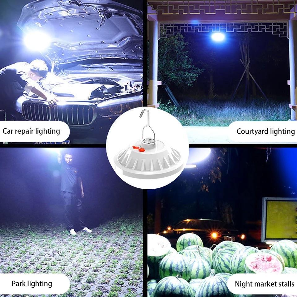 Powerful Camping Light Solar Rechargeable Portable Lantern Hook Emergency Energy Camping Lantern Saving Bulb Lamp