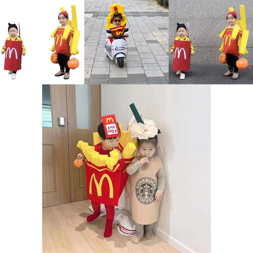 Korean Ins Halloween Children's Costume For Kindergarten Party Show Outfit Boys And Girls French Fries Clothes Inflatable Column)