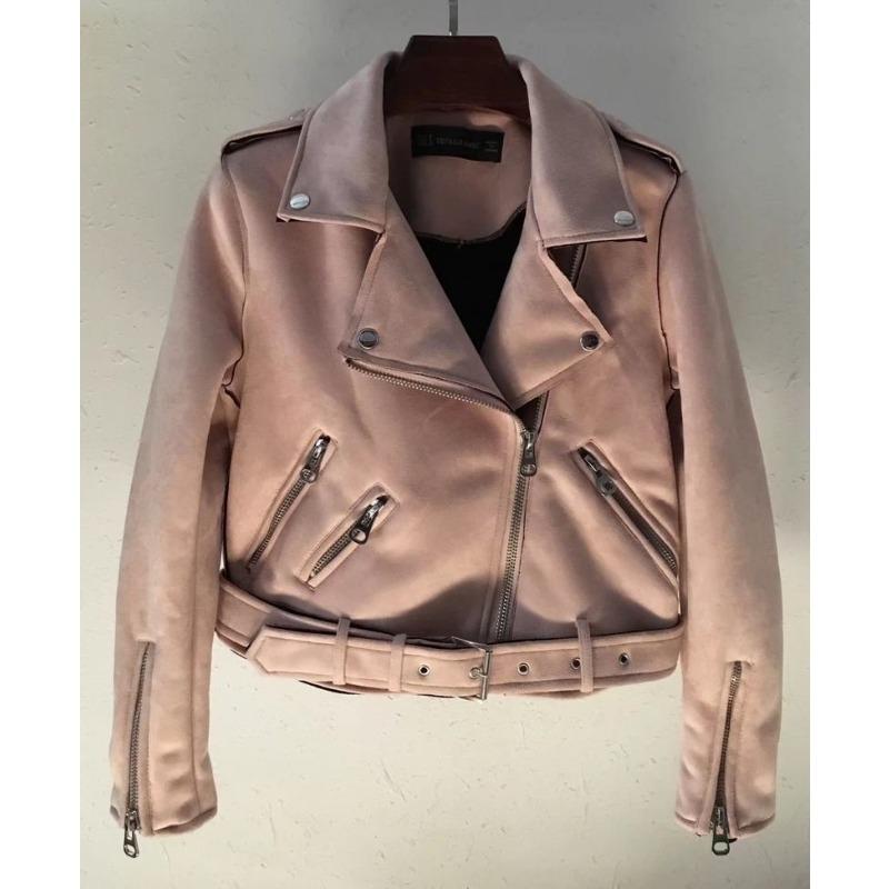 Autumn New Arrival Slim Fit Zipper Decorated Suede Jacket Short Women's Genuine Leather Jacket