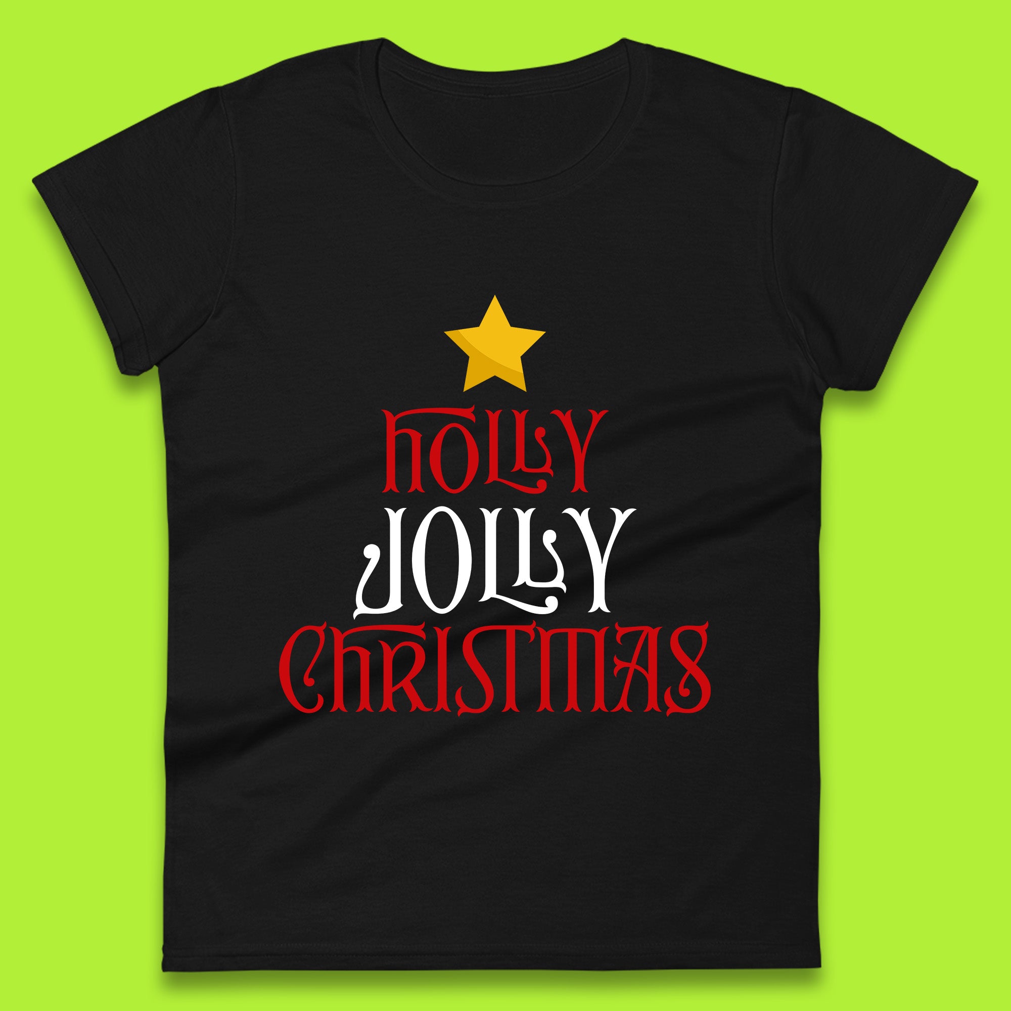 Holly Jolly Christmas Womens T Shirt Mens Tops Tees Unisex Christmas Tree Top 4XL
