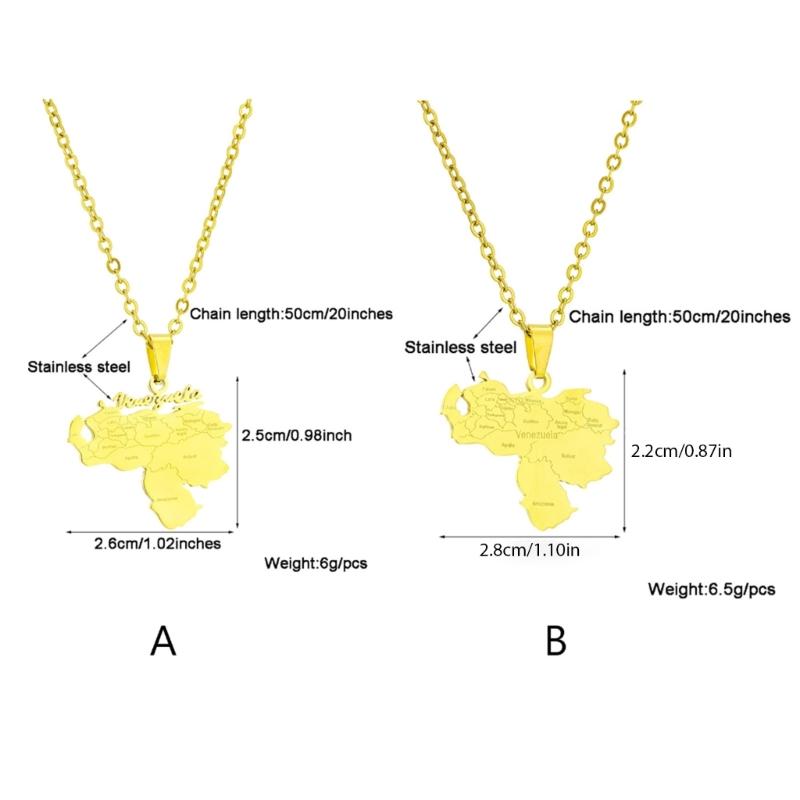 Stainless Steel Outline Venezuela Map Pendant Necklace Heart Map Jewelry
