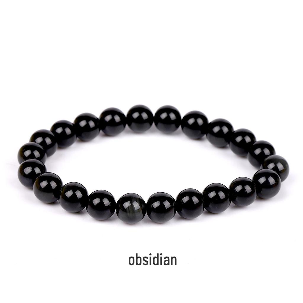 She Yao Natürlicher Kristallachat Tigerauge Armband - Modeschmuck mit einzelnen runden Perlen