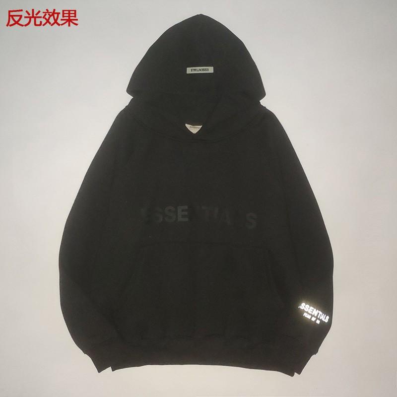 Essentials Streetwear Oversized Hoodie Couples - Reflective 3D Letter Print Lightweight Cotton Unisex Loose Fit