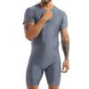 Men's Comfortable One Piece Short Sleeve Bodysuit Leotard Unitards