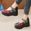Fashion High Quality 7CM Genuine Leather Pigskin Moccasins Ladies Summer Women Thick Soled Flats Platform Wedge Sandals Round Toe Shoes