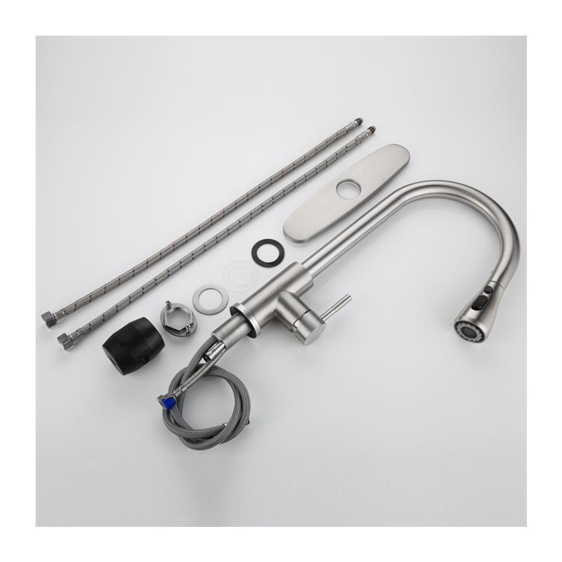 304 Stainless Steel Pull-Out Kitchen Faucet with Splash-Proof, Hot & Cold Features and Vegetable Washing Basin.