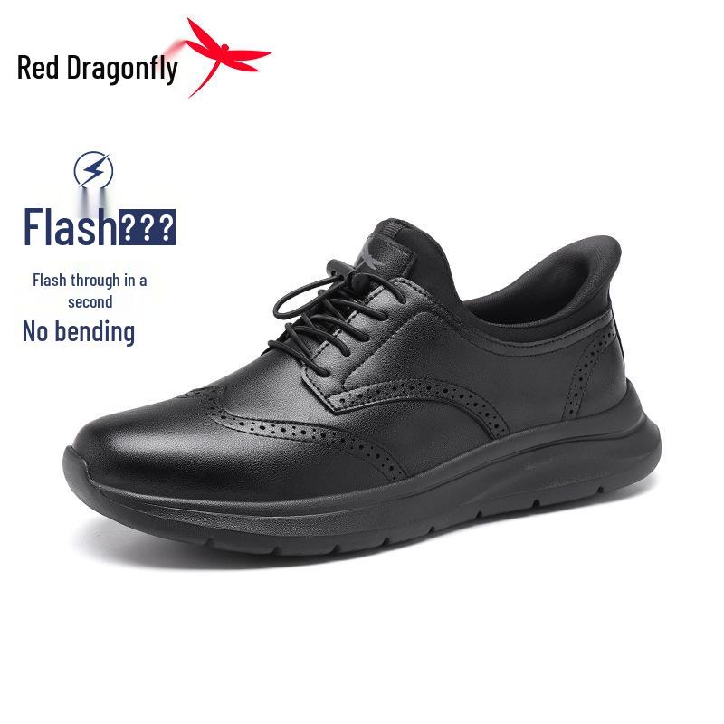 Red Dragonfly Men s Black Leather Waterproof Casual Sports Shoes - Winter Collection 38