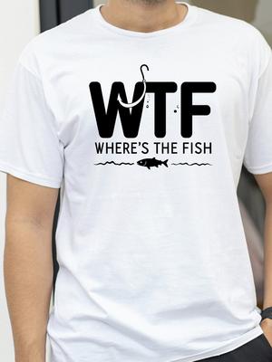 WTF  Graphic Mens TShirt Fashion Casual Crew Neck Short Sleeve Tees Summer Breathable Loose Wtf Fish Print Top Tshirt