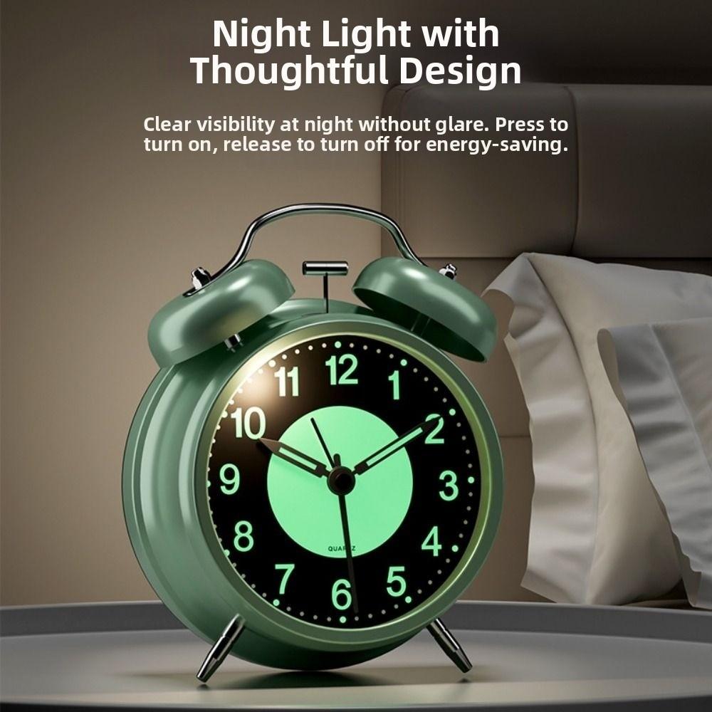 Metal Construction Metal Ring Alarm Clock Round Pointers Luminous Alarm Clock Home Decor