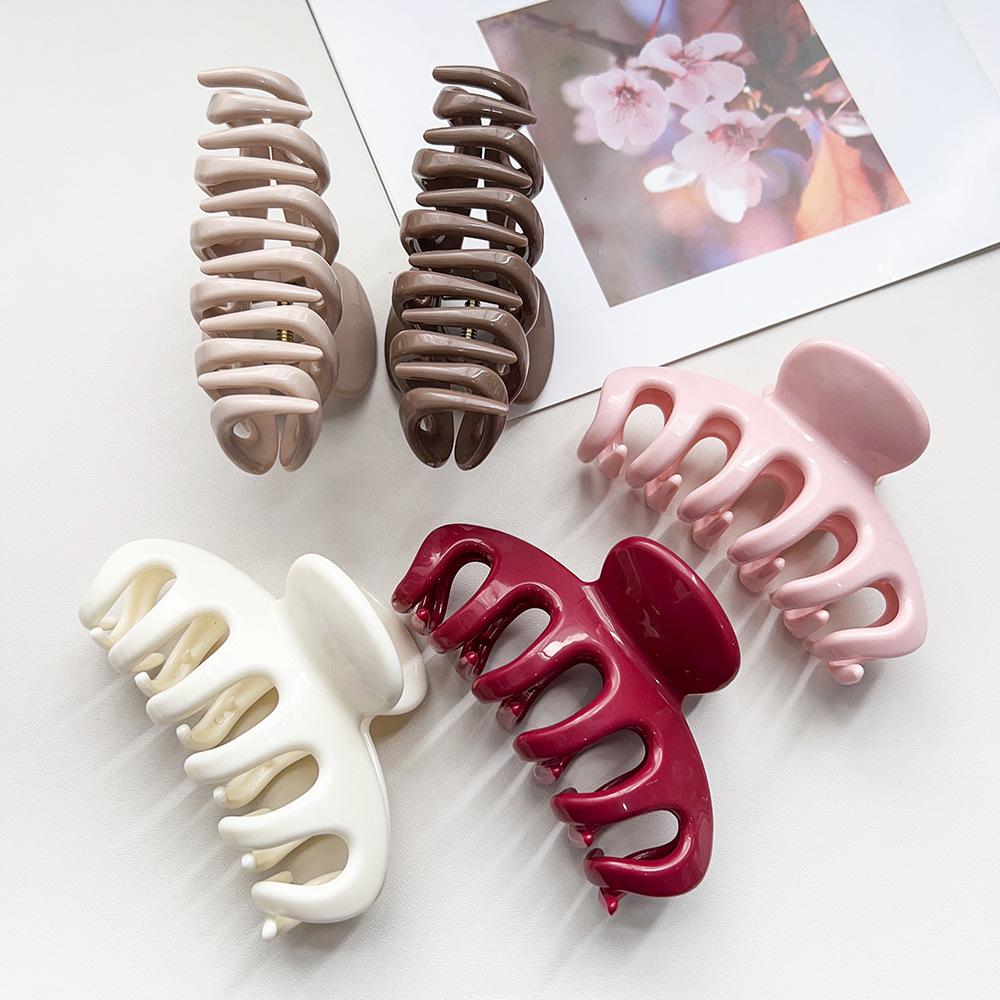 New Trendy ABS Colored Pumpkin Hair Claw High End Shark Clip Ins Fashion Hair Clip For Thick Hair Styling Hair Accessories
