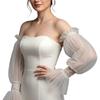 Elegant Tulle Wedding Gloves with Lace Flower and Flared Design Decorative Arm Sleeves For Bridal Formal Occasion