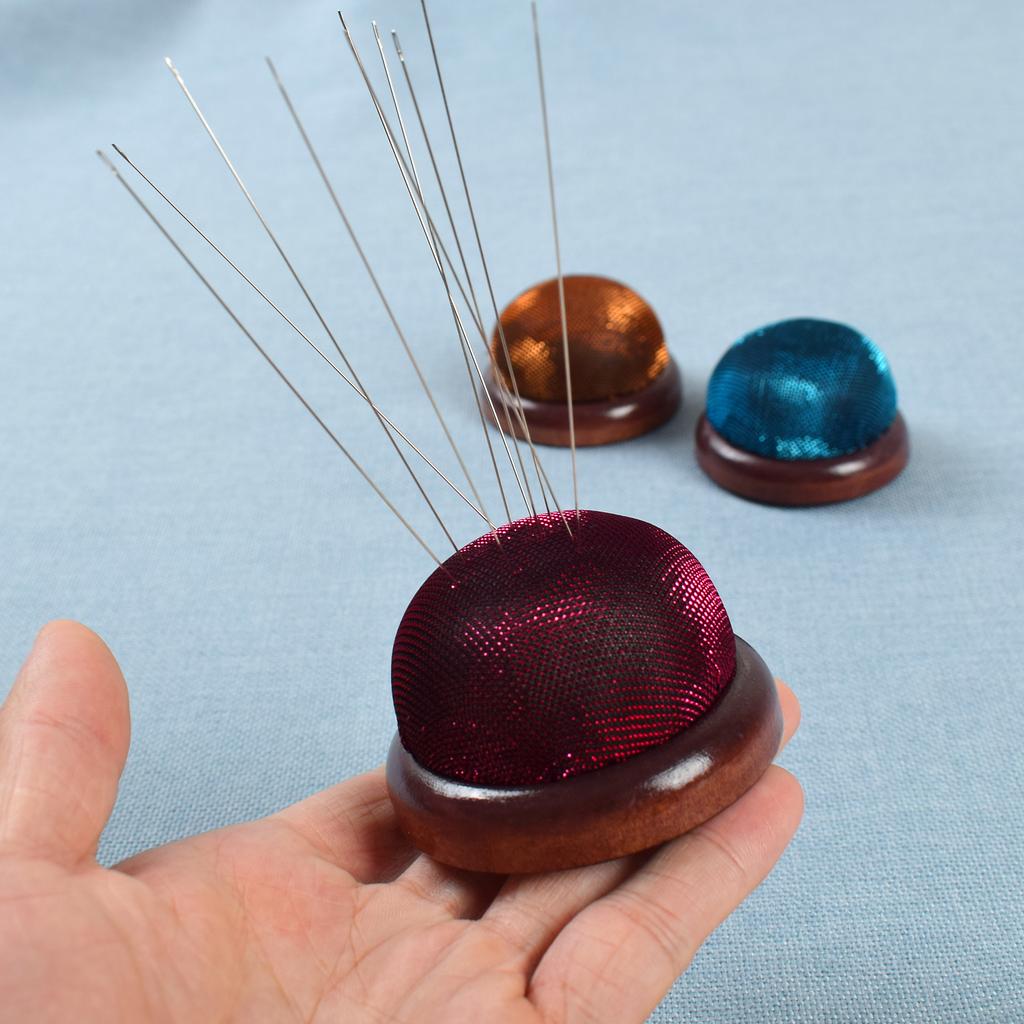 Wooden Base Pin Cushion Pincushion Insertion For Embroidery Sewing
