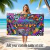 Music DJ Theme Beach Towel Personalized Custom Name & Text Soft Quick Dry Beach Towel for Swimming Travel