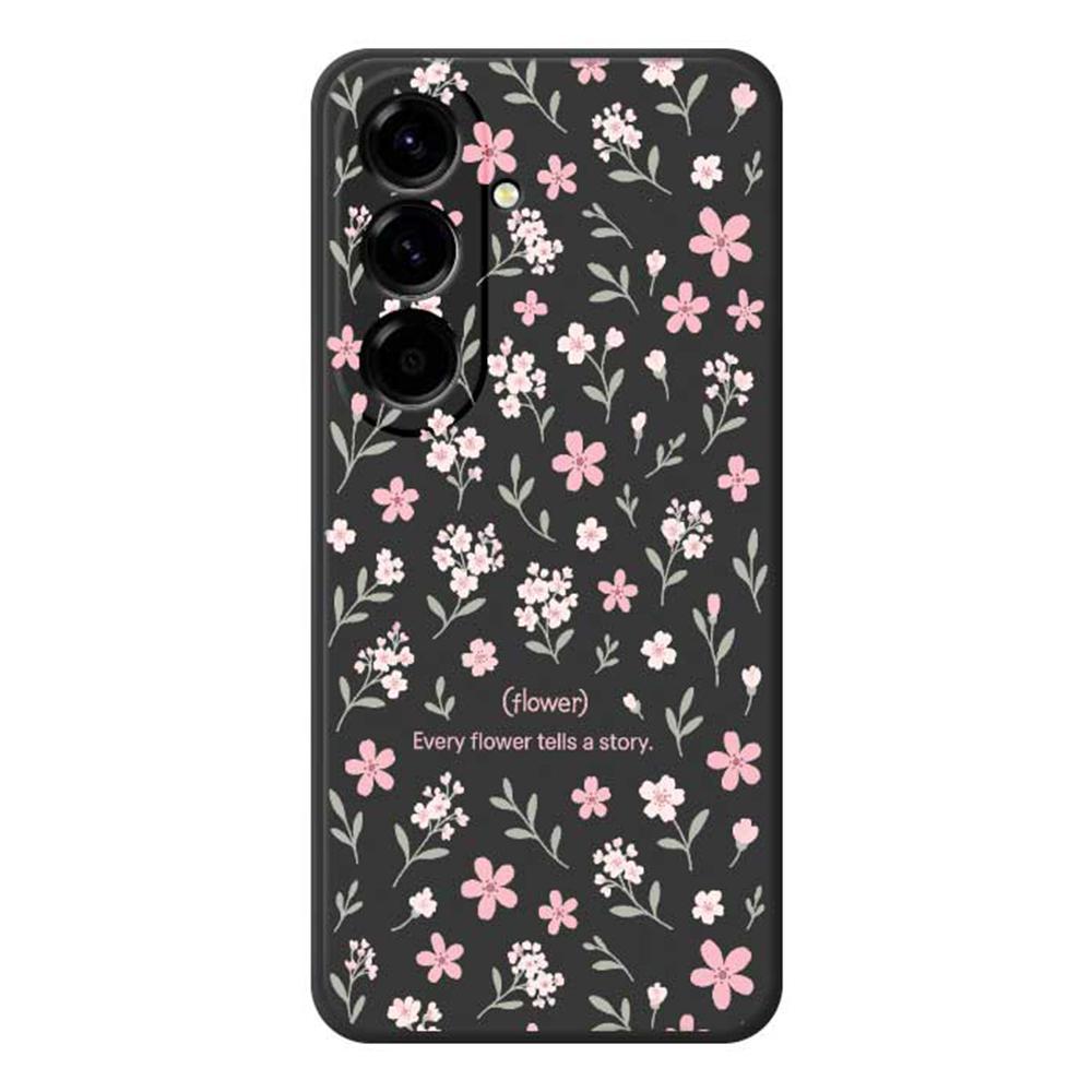 

For Samsung Galaxy A56 5G Case Small Flower Pattern Printing Straight Edge TPU Phone Back Cover Black