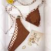 2026 New Plaid Polka Dot Retro Style Triangle Cup Sexy Split Swimsuit Bikini Set Women