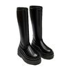 Small Man Height Increasing Thick-soled Boots Skinny Spice Girl Boots Women's Round Head Soft Leather Elastic Skinny Boots Knight Boots