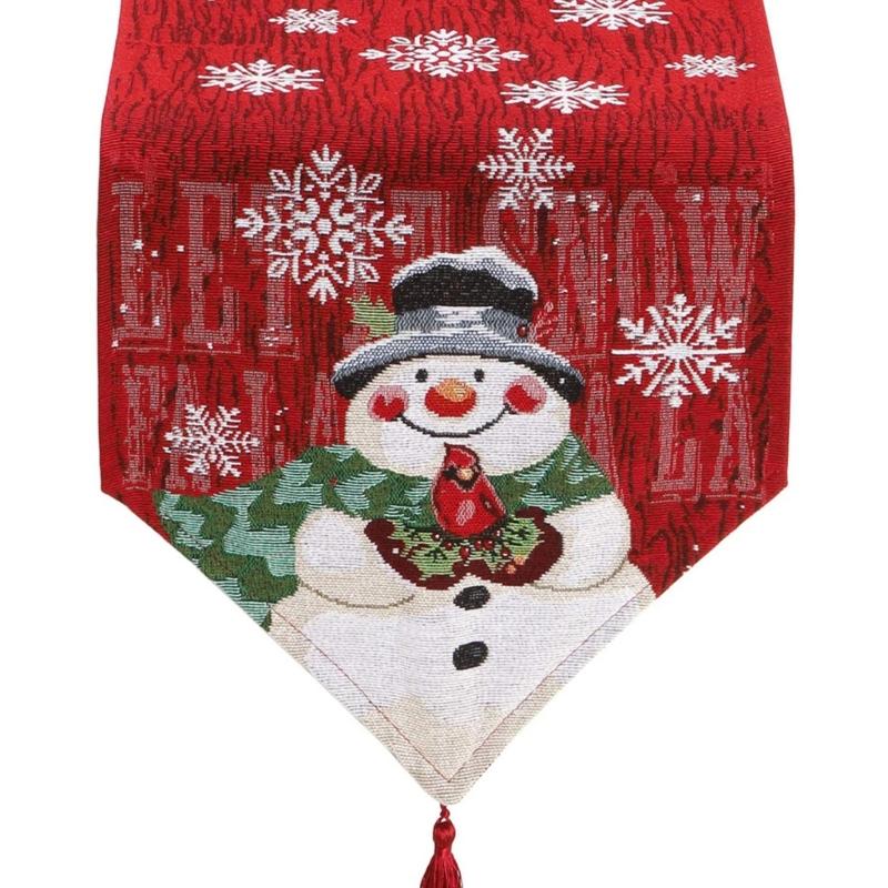 Classical Christmas Table Runner Table Cloth Christmas Tablecloth with Snowflake Pattern for Dining Decorations