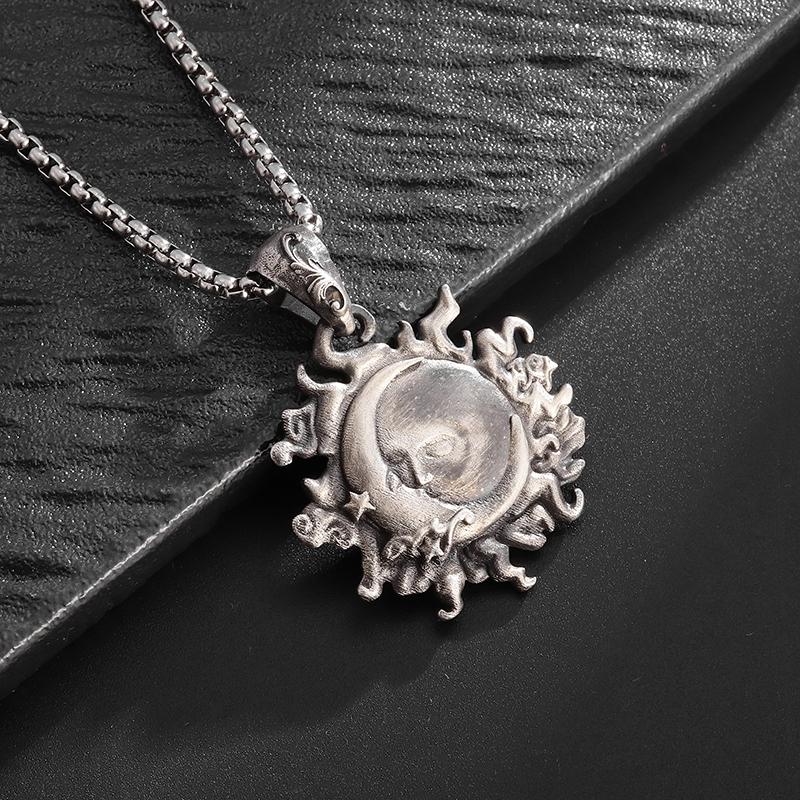 Colar Pingente Retro Sol Lua Estrela Beijo Casal Tendência da Moda Joias Casuais Literárias Acessórios Presente de Memória