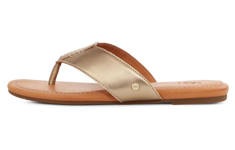 UGG Кожаная Стильная Сандалия Женская Металлическая 1142178-GLDM 36