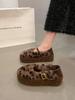Internet Celebrity Senior Sense Leopard Print Lamb Wool Shoes Women's 2025 Autumn and Winter New Fashion Casual Velvet Warm Beanie Shoes