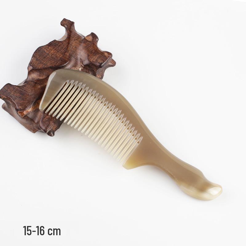 Natural Handmade Fine-Toothed Cow Horn Comb (16-21cm)