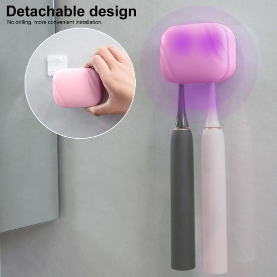Toothbrush Holder UV Sanitizer Punch-free Wall-mounted Anti-slip USB Rechargeable Travel Home Toothbrush Cleaner Case for All Electric And Manual