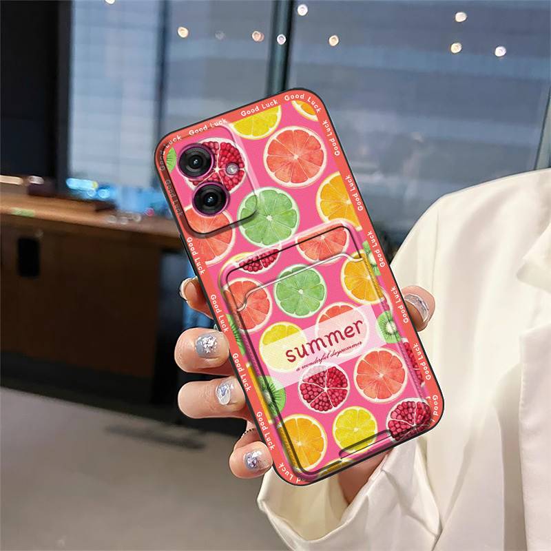 Full Wrap Soft Case Phone Case For MOTO G55 5G Fashion Design Silicone Card Slot Cover Anti-knock Durable Cute Anti-dust