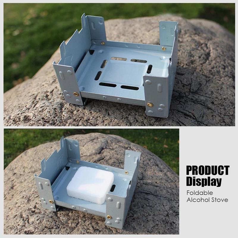 Portable Solid Fuel Stove, Collapsible Stove Alcohol Oven Burner Thickened Solid Alcohol Fuel Folding Stove Mini Camping Stove