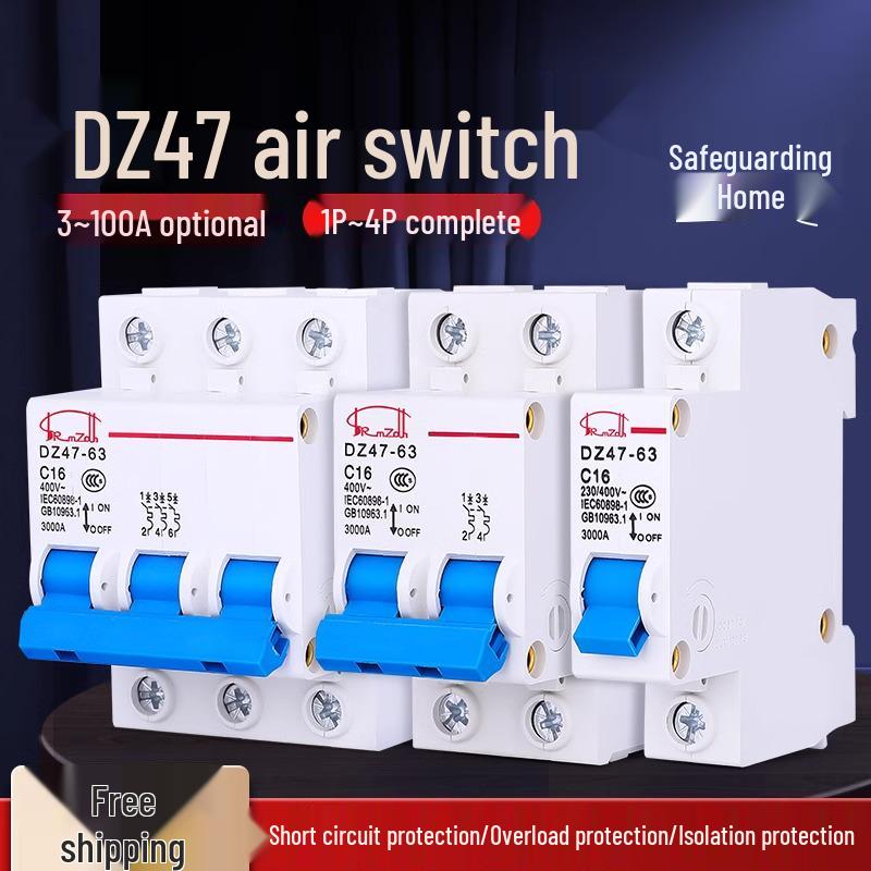 DZ47 Leitungsschutzschalter: 1P/2P/3P, Luftschalter für Haushaltsgeräte, Klimaanlage und Drehstrom 16A/32A Fehlerstromschutz.
