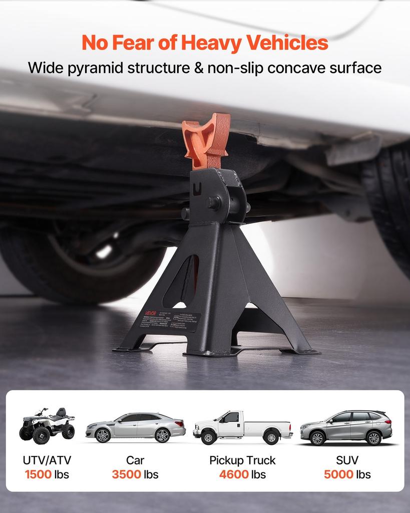 Jack Stands, 3 Ton (6,600 lbs) Capacity, 275-415 mm Adjustable Height, Heavy Duty Steel Jack Auto Stands with Locking, for Lifting SUV, Pickup, Car