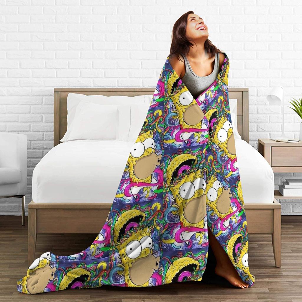 Soft Cozy Blanket Picnic Crazy Homer S-Simpsons Throw Blanket Print  Bedspread For Home Decor