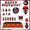 47pcs Cartoon Birthday Party Supplies, Cartoon Party Decorations Set-Spirals Banners Cake Topper Balloons for Kids Cartoon Themed Birthday Party