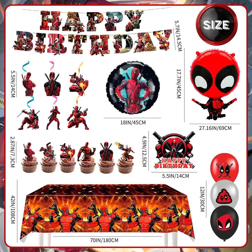 47pcs Cartoon Birthday Party Supplies, Cartoon Party Decorations Set-Spirals Banners Cake Topper Balloons for Kids Cartoon Themed Birthday Party