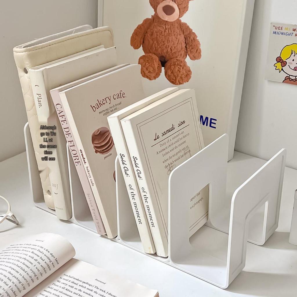 Clear Acrylic Four-Section Desktop Bookshelf Organizer