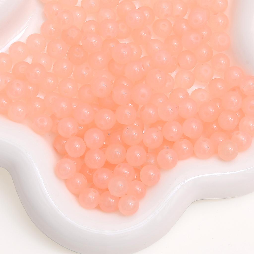 Glass Jelly Solid Color Imitation Jade Round Beads Loose Beads DIY Handmade Necklace String Beads Jewelry Accessories Beads for Jewelry Making