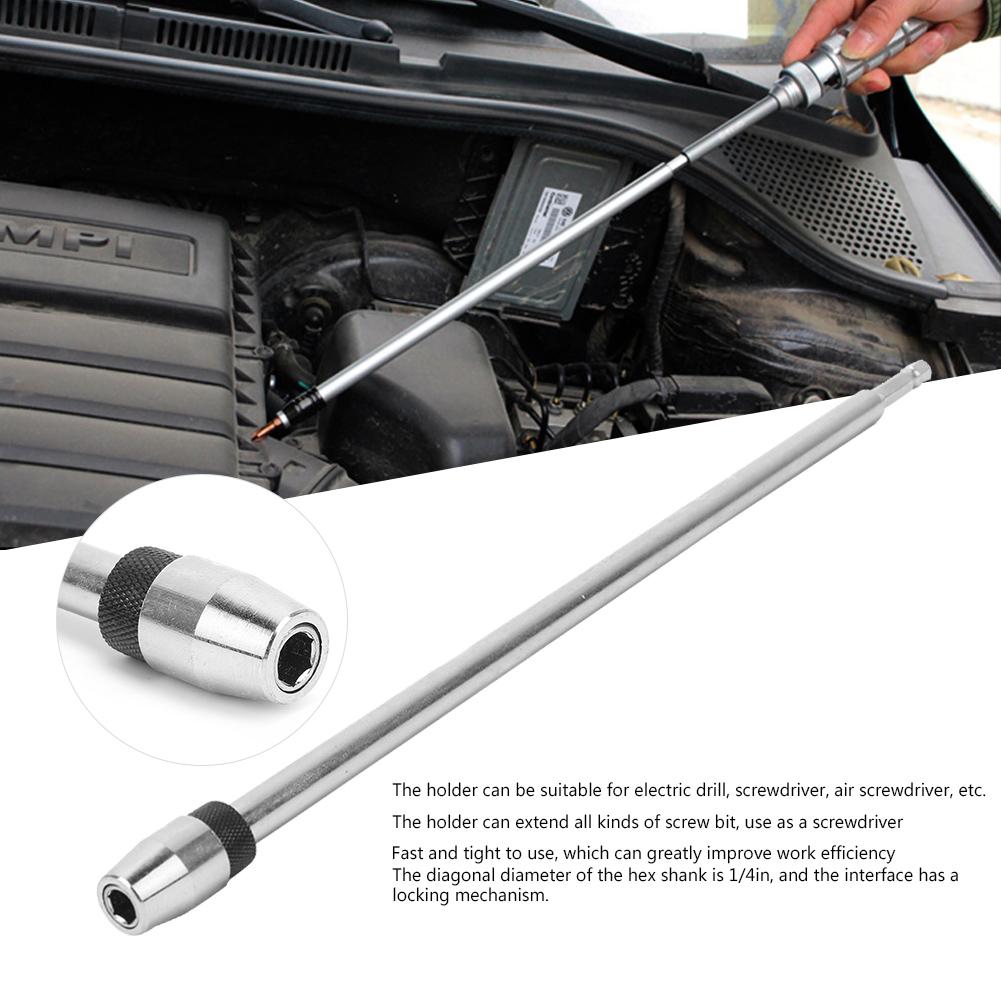 Screw Bit Holder Magnetic Silver Carbon Steel 14in Hex Shank 300mm Length for Electric Drill