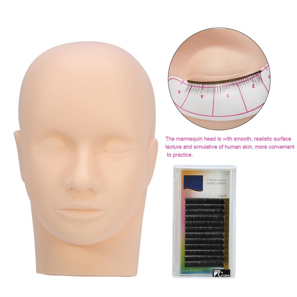 Professional One Training Head Model False Eyelashes Extension Practice Kit Tool For Starter