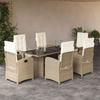 VidaXL Garden Dining Set with Cushions 7 Pcs, Table and Chairs with Adjustable Backrest, Outdoor Patio Furniture 3212260