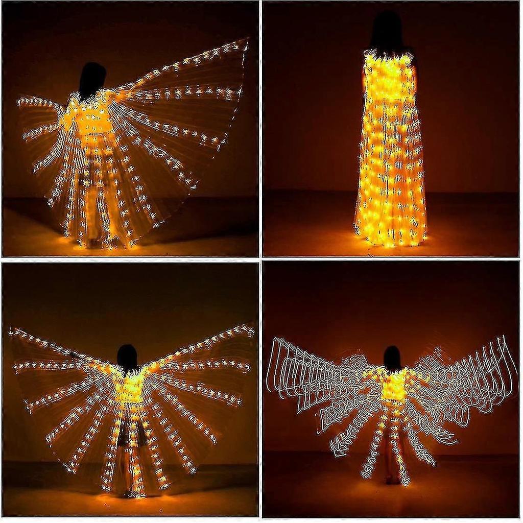 Ali Grandi Luminose a LED per Adulti Luce Calda Ala Dorata Mantello Farfalla Performance da Bar Oggetti di Scena Fluorescenti, Vestiti Decorativi per Halloween