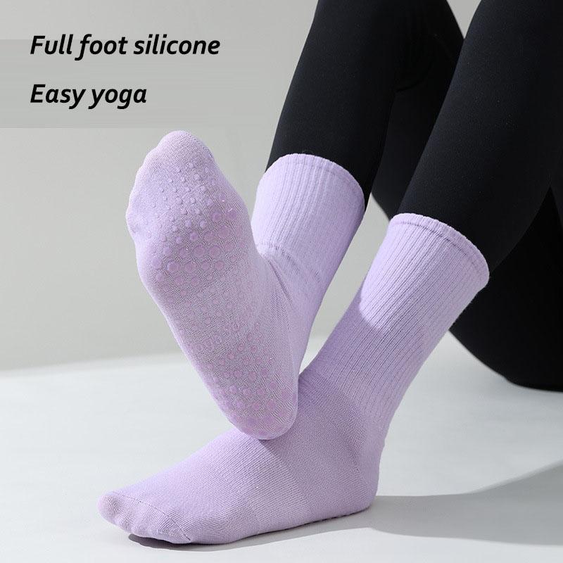 Women Yoga Socks Professional Anti Slip Indoor Fitness Pilates Floor Active Mid-Calf Socks