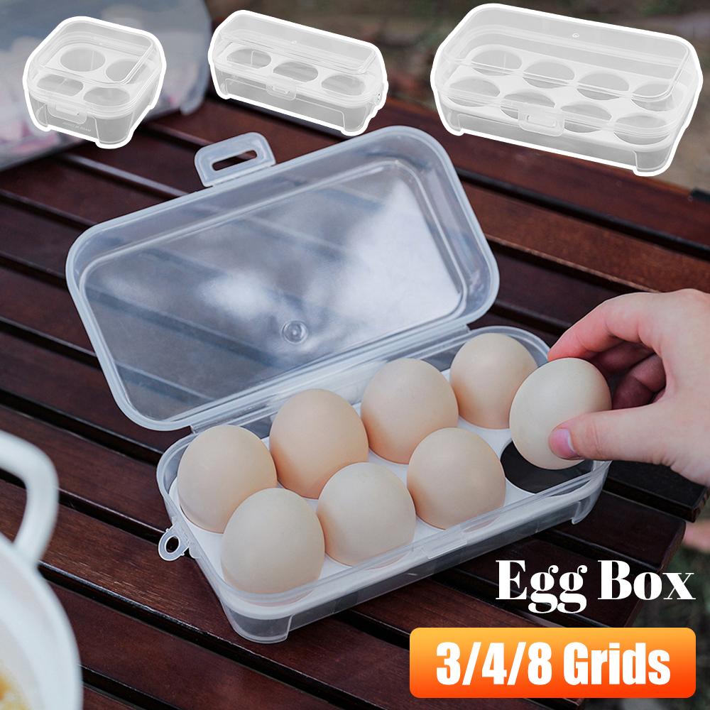 Přenosný Nárazuvzdorný Box na Vejce 3/4/8 Přihrádek Úložný Kontejner Držák na Vejce Průhledný Kuchyňský Organizér pro Venkovní Kempování Piknik