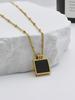 Retro Black Square Pendant Necklace: Full Titanium Steel, Simple, Fashionable, Non-Fading, High-End Style.