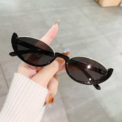 Popular Fashion Small Cat Eye Sunglasses Women Black Leopard Shades UV400 Sun Glasses Female Half Frame Eyewear