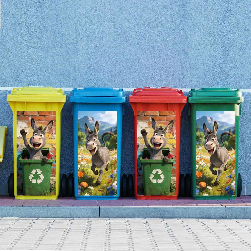 PVC Stickers Self-adhesive Decorative Stickers Decals for Trash Decoration Donkey 820x380mm 2pcs/set