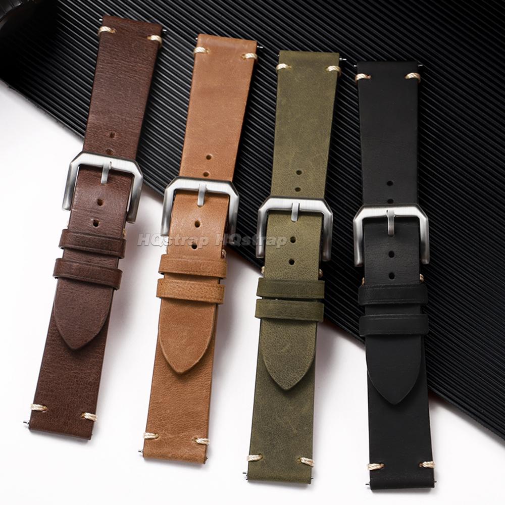 Handmade Genuine Leather Watch Strap 20mm 22mm for Omega for Seiko Watch Band Stitching Cowhide Bracelet Quick Release Wristband